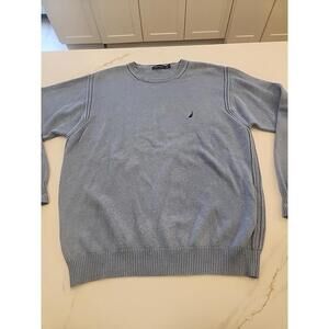 Mens Nautica Knited Light Blue XLarge 100% Cotton Sweater